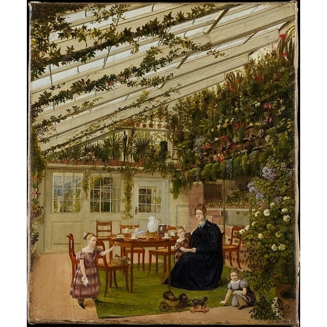 The Family of Mr. Westfal in the Conservatory Poster Print by Eduard Gaertner (German Berlin 1801 ??1877 Zechlin) (18 x Image 1