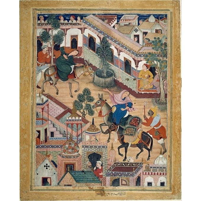 The Spy Zambur Brings Mahiya to the City of Tawariq Folio from a Hamzanama (Book of Hamza) Poster Print by Attributed Image 1