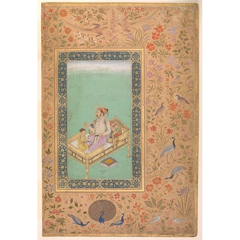 The Emperor Shah Jahan with his Son Dara Shikoh Folio from the Shah Jahan Album Poster Print by Painting by Nanha (18 Image 1