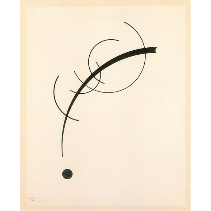 Free Curve to the Point - Accompanying Sound of Geometric Curves Poster Print by Vasily Kandinsky (French (born Russia) Image 1