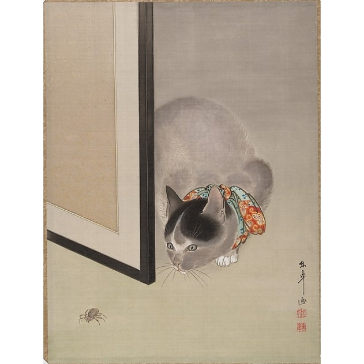 Cat Watching a Spider Poster Print by Oide Toko (Japanese 1841 ??1905) (18 x 24) Image 1