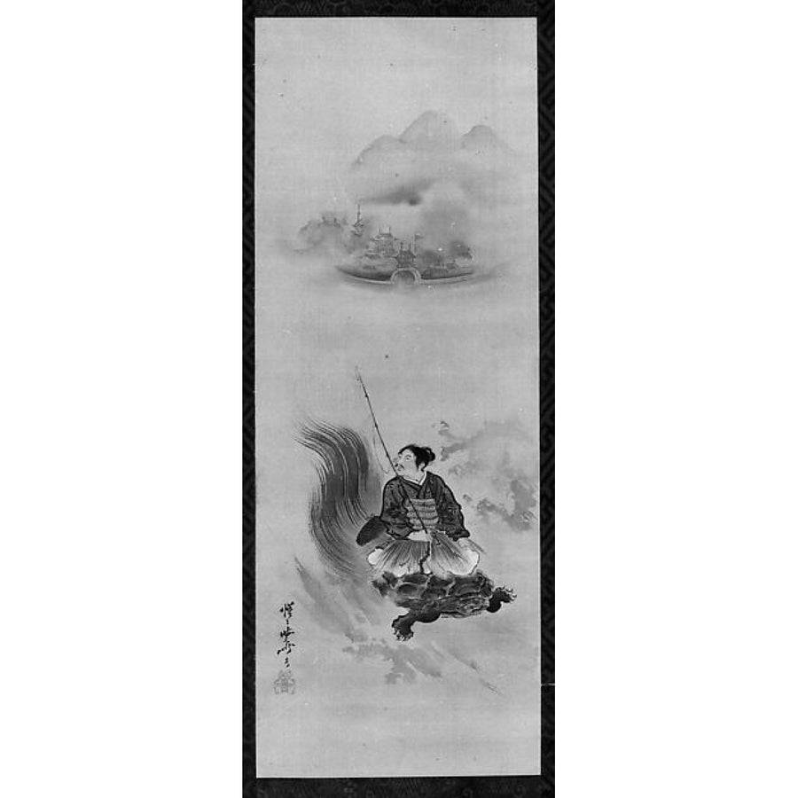 Urashima Taro Riding on Spirit Tortoise Poster Print by In the style of Kawanabe Kyosai (Japanese 1831??1889) (18 x 24) Image 1