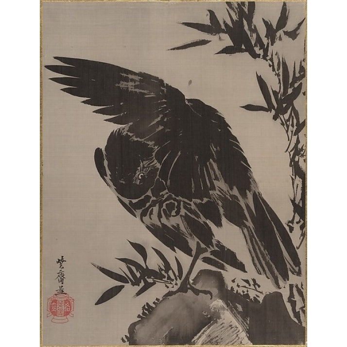 Crow on a Rock Poster Print by Kawanabe Kyosai (Japanese 1831 ??1889) (18 x 24) Image 1