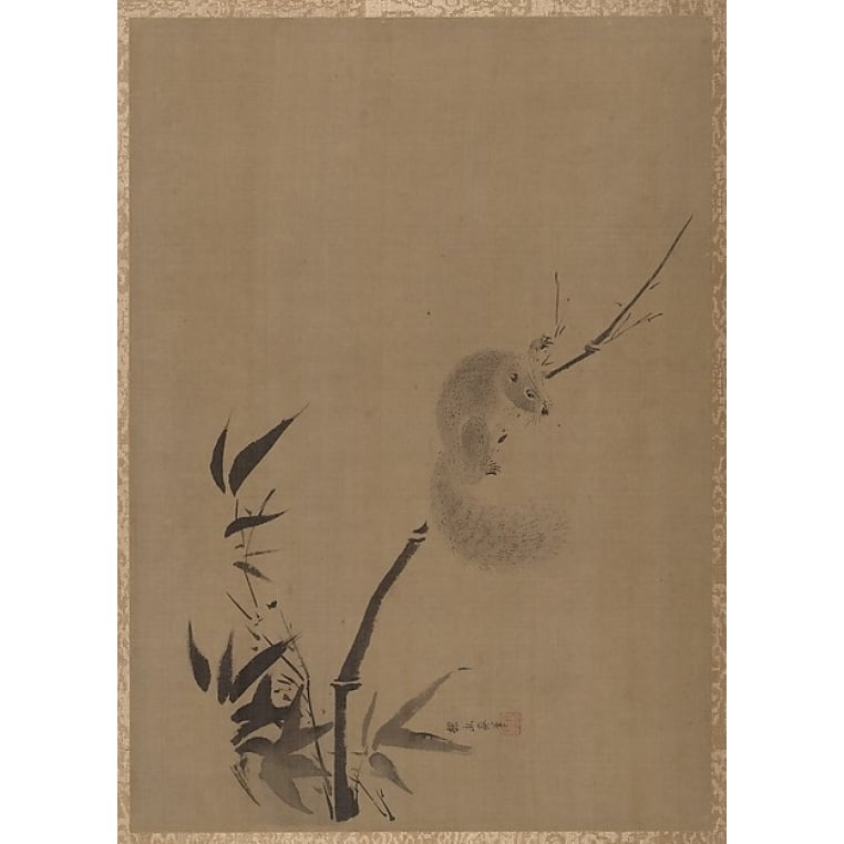 Squirrel on Bamboo Poster Print by Kano Tanyu (Japanese 1602 ??1674) (18 x 24) Image 1