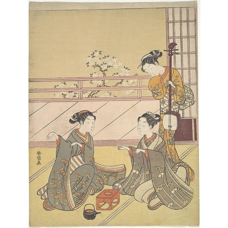 Young Women Playing Kitsune-ken (Fox Game) Poster Print by Suzuki Harunobu (Japanese 1725 ??1770) (18 x 24) Image 1