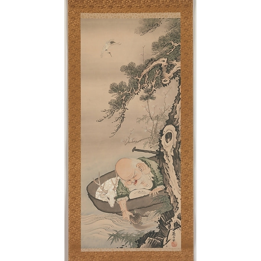 The God of Good Fortune Jurojin Poster Print by Soga Shohaku (Japanese 1730 ??1781) (18 x 24) Image 1