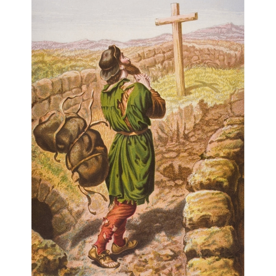 Christian Loses His Burden At The Cross From The Book The Pilgrims Progress By John Bunyan From Late 19Th Century Edi 1 Image 1