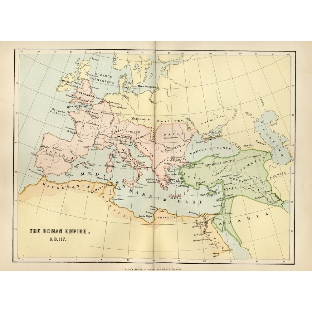 Map Of The Roman Empire In Ad 117 From The National Encyclopaedia Published By William Mackenzie London Late 19Th Centur Image 1