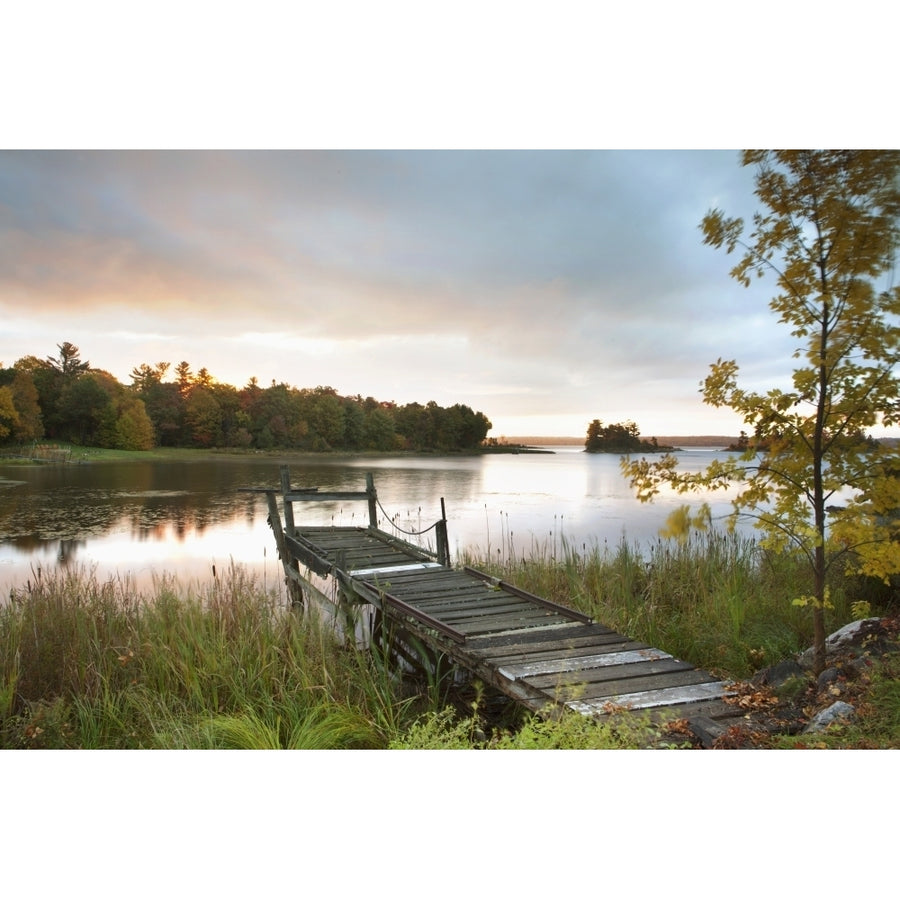 A Dock On A Lake At Sunrise Near Wawa; Ontario Canada Poster Print (8 x 10) Image 1