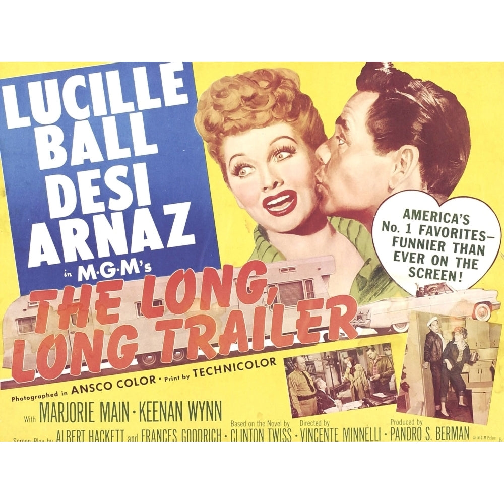 The Long Long Trailer Top L-R: Lucille Ball Desi Arnaz On Title Lobbycard 1954. Movie Poster Masterprint (8 x 10) Image 1