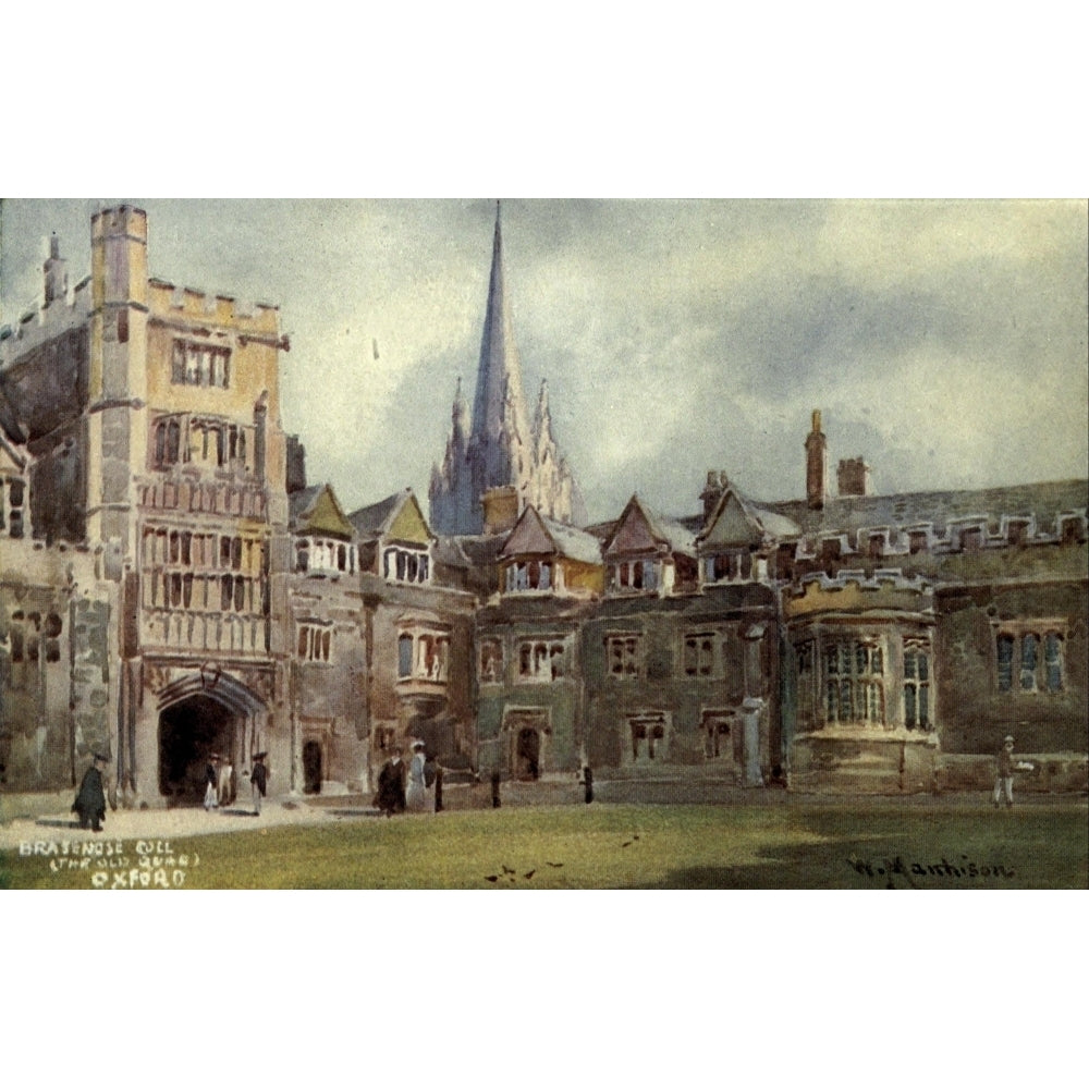 Oxford 1905 Brasenose College the old Quadrangle Poster Print by William Matthison (8 x 10) Image 1