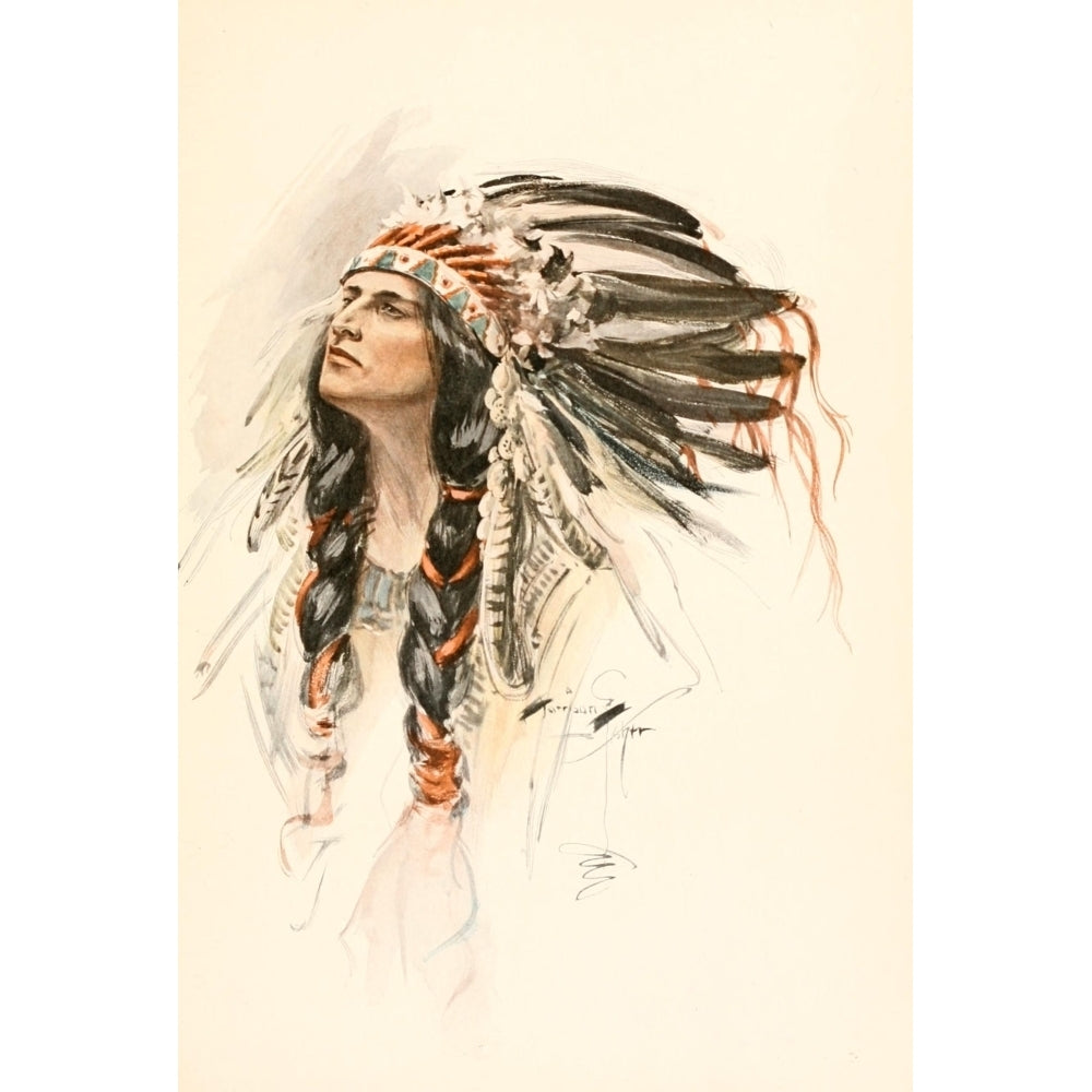 The Song of Hiawatha 1906 Red Indian with head-dress 2 Poster Print by Harrison Fisher (8 x 10) Image 1