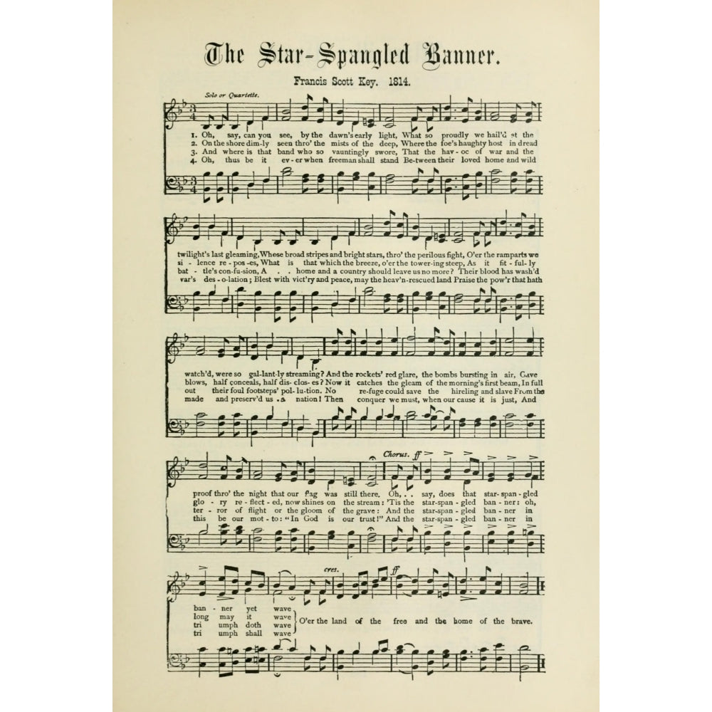 Songs that Never Die 1894 Star Spangled Banner Poster Print by Francis Scott Key (8 x 10) Image 1