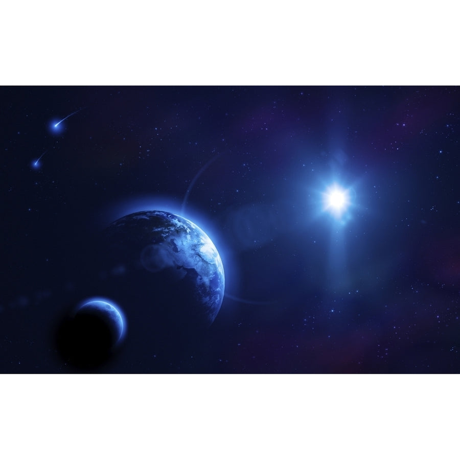 Planet Earth and its moon in outer space Poster Print (8 x 10) Image 1