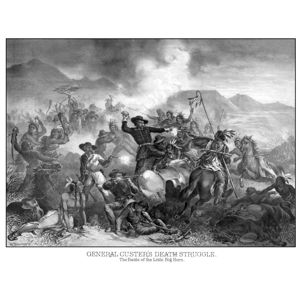 Digitally restored vintage military print featuring The Battle of Little Bighorn Poster Print (8 x 10) Image 1