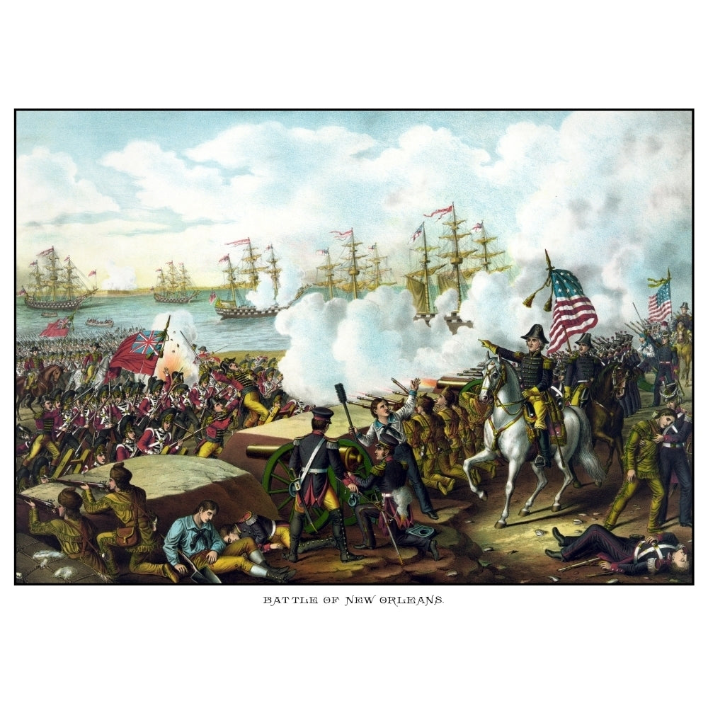 Digitally restored War of 1812 print at the Battle of Orleans Poster Print (8 x 10) Image 1