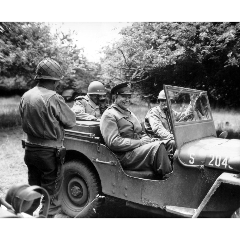 Vintage World War II photo of General Dwight D. Eisenhower sitting in a jeep Poster Print (8 x 10) Image 1