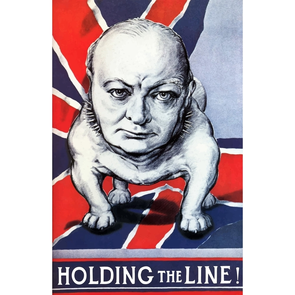 Vintage World War II poster of Winston Churchill as a bulldog and the British flag Poster Print (8 x 10) Image 1