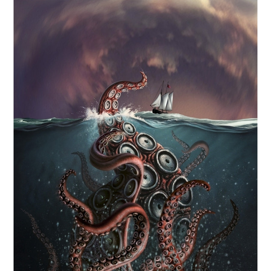 A fantastical depiction of the legendary Kraken Poster Print (8 x 10) Image 1