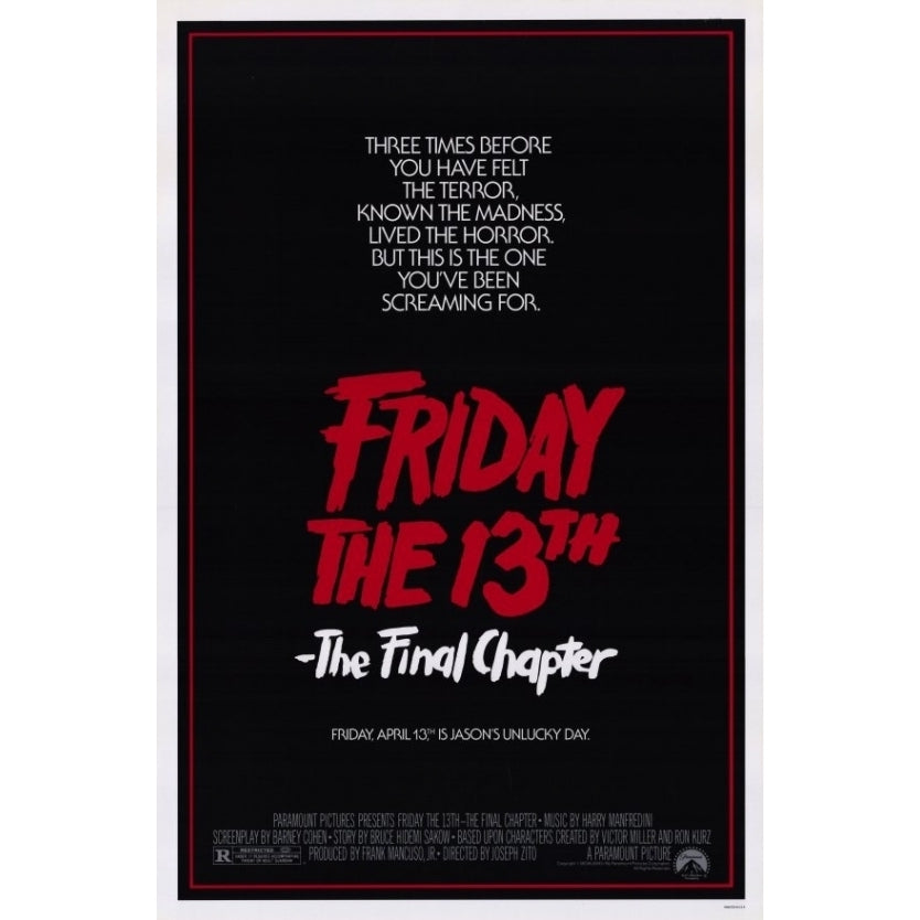 Friday the 13th Part 4 The Final Chapter Movie Poster (11 x 17) - Item MOVGD3887 Image 1