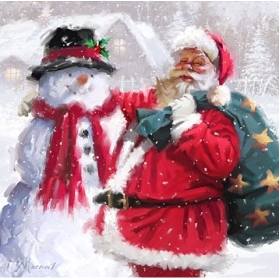 Santa With Snowman Poster Print by The Macneil Studio (12 x 12) Image 1