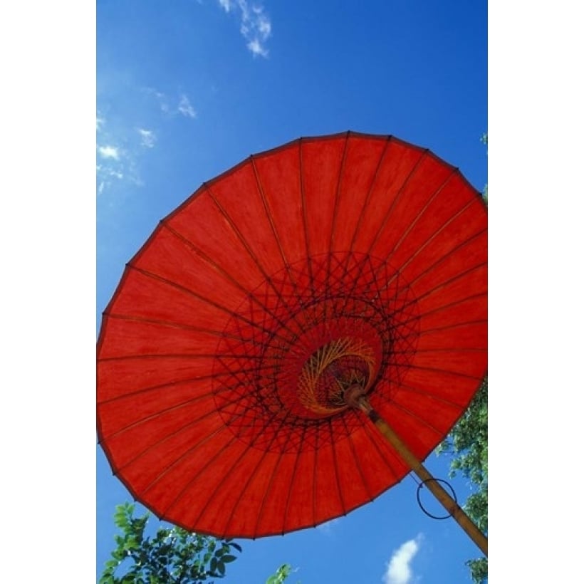 Red Umbrella With Blue Sky Myanmar Poster Print by Keren Su (12 x 17) Image 1