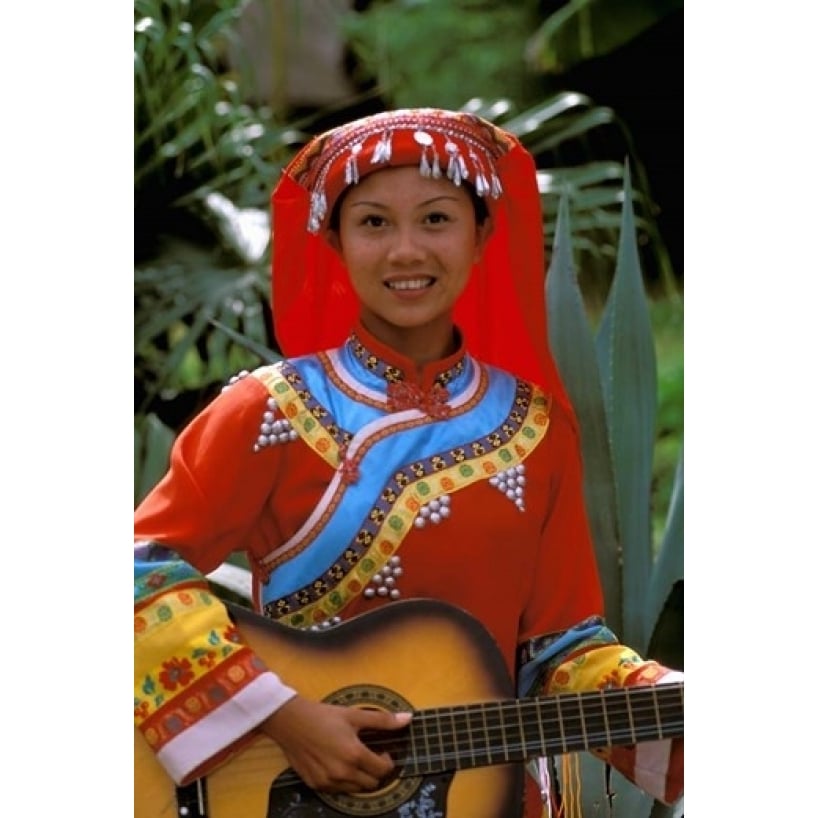 Ethnic Dancer Playing Guitar Kunming Yunnan Province China Poster Print by Bill Bachmann (12 x 17) Image 1