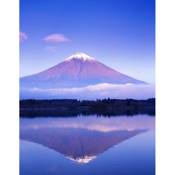 Mt Fuji with Lenticular Cloud Motosu Lake Japan Poster Print by Rob Tilley (18 x 24) Image 1