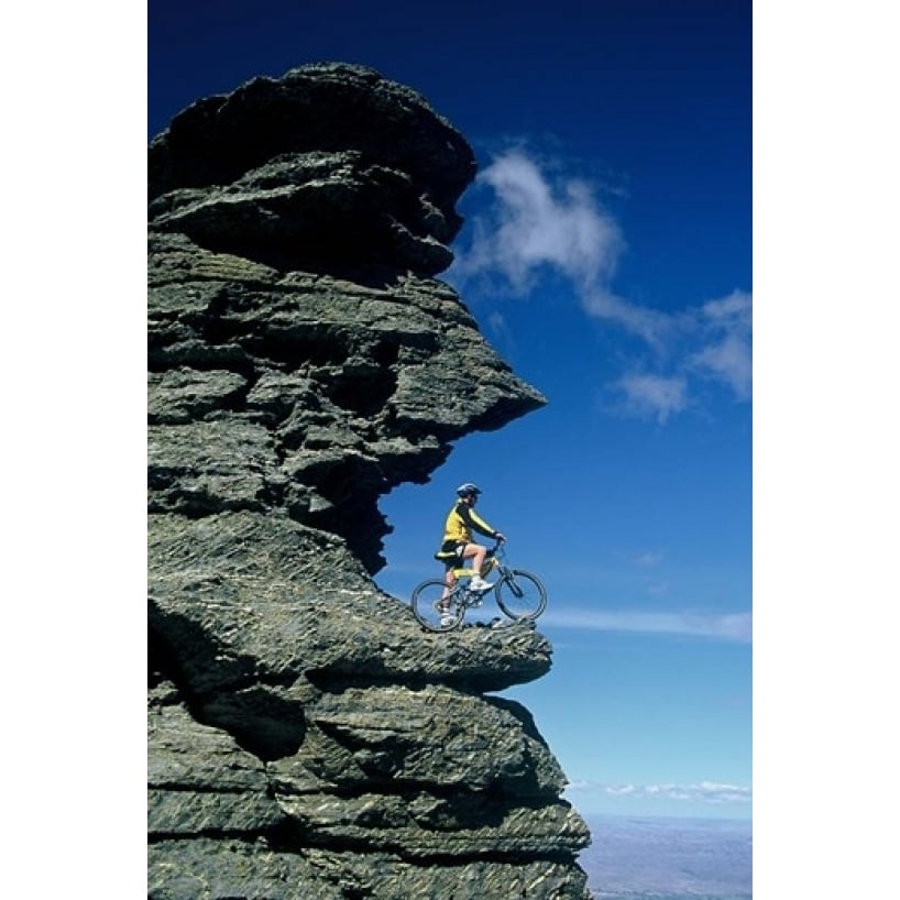 Mountain Biker and Rock Tor Dunstan Mountains Central Otago Poster Print by David Wall (11 x 17) Image 1