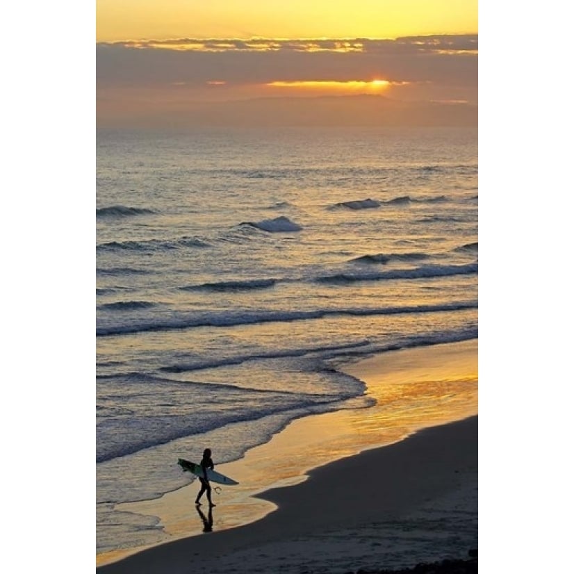 Surfer at Blackhead Beach South of Dunedin South Island Zealand Print by David Wall (12 x 17) Image 1