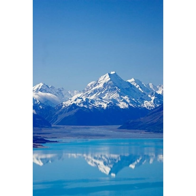 Aoraki Mt Cook and Lake Pukaki South Canterbury South Island Zealand Print by David Wall Image 1