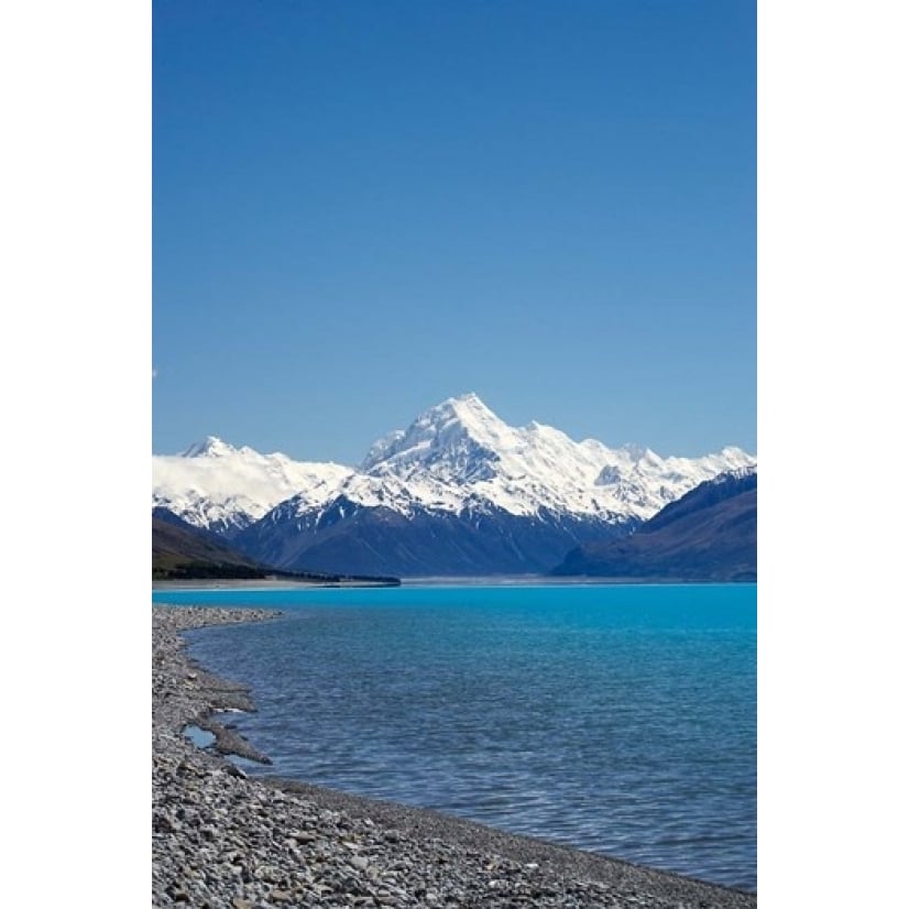 Aoraki Mt Cook and Lake Pukaki South Island Zealand Poster Print by David Wall (12 x 17) Image 1