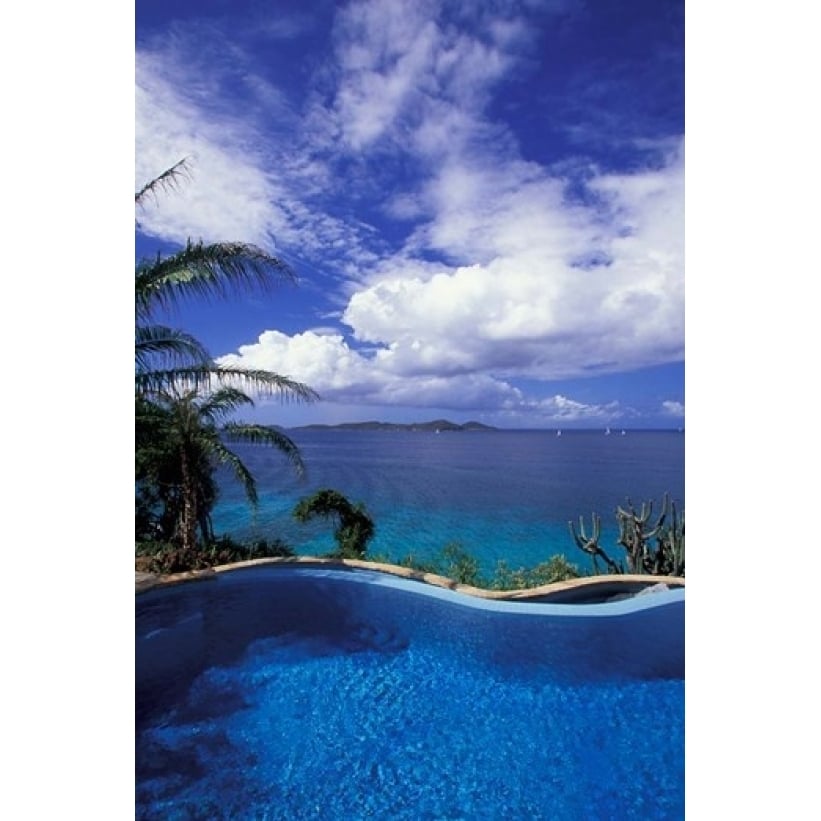 BVI Virgin Gorda Little Dix Bay Resort poolside Poster Print by Walter Bibikow (11 x 17) Image 1