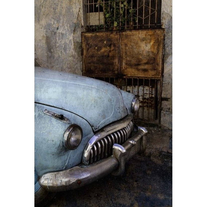 Front of 1950s era car in front of gate Havana Cuba Poster Print by Adam Jones (13 x 19) Image 1