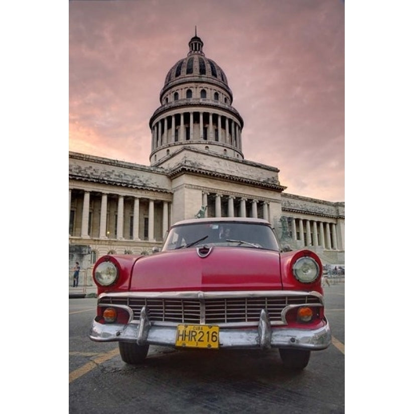 1950s era pink car Havana Cuba Poster Print by Adam Jones (13 x 19) Image 1