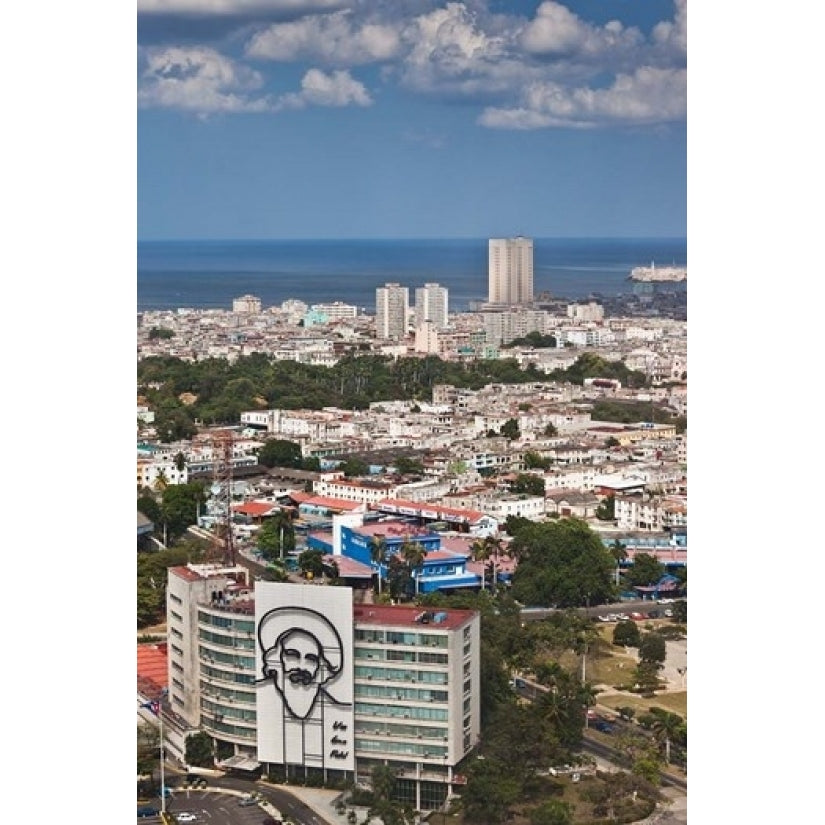 Cuba Havana Building with Camilo Cienfuegos Poster Print by Walter Bibikow (18 x 24) Image 1