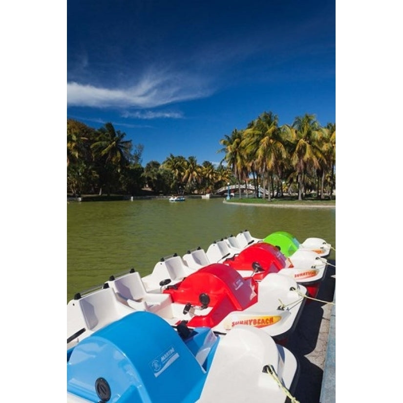 Cuba Matanzas Varadero Parque Josone park paddle boats Poster Print by Walter Bibikow (19 x 28) Image 1