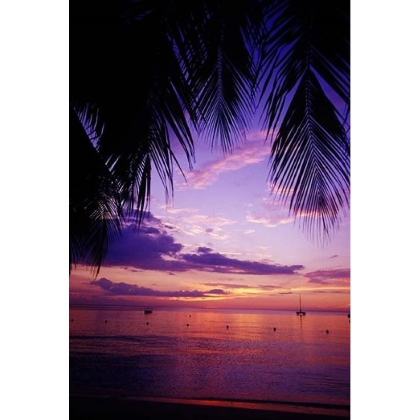 Sunset on the beach Negril Jamaica Caribbean Poster Print by Greg Johnston (18 x 27) Image 1