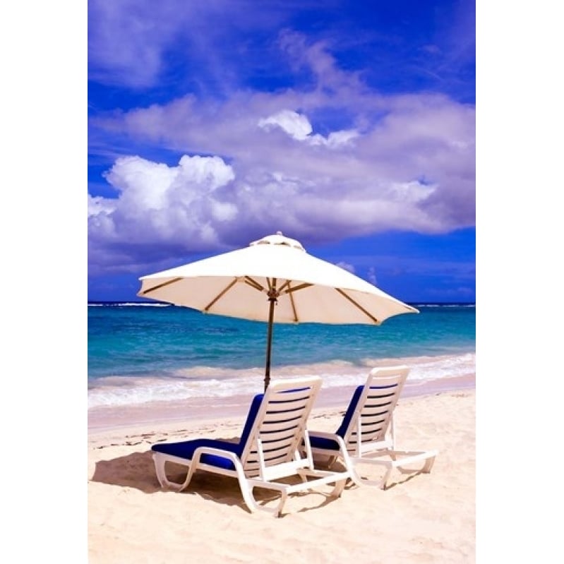 Umbrellas On Dawn Beach St Maarten Caribbean Poster Print by Michael DeFreitas (24 x 36) Image 1