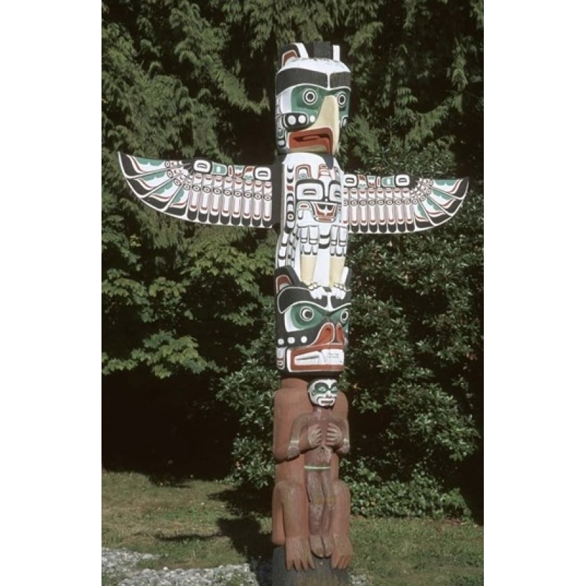 Totem Pole at Stanley Park Vancouver Island British Columbia Canada Print by John and Lisa Merrill Image 1