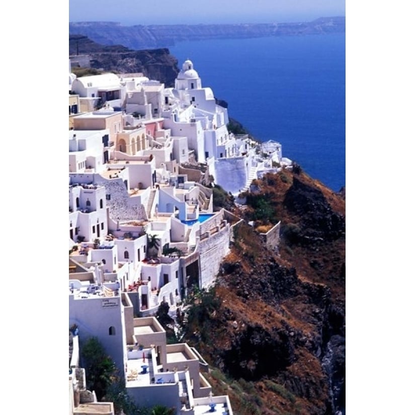 White Buildings in Oia Santorini Athens Greece Poster Print by Bill Bachmann (12 x 17) Image 1