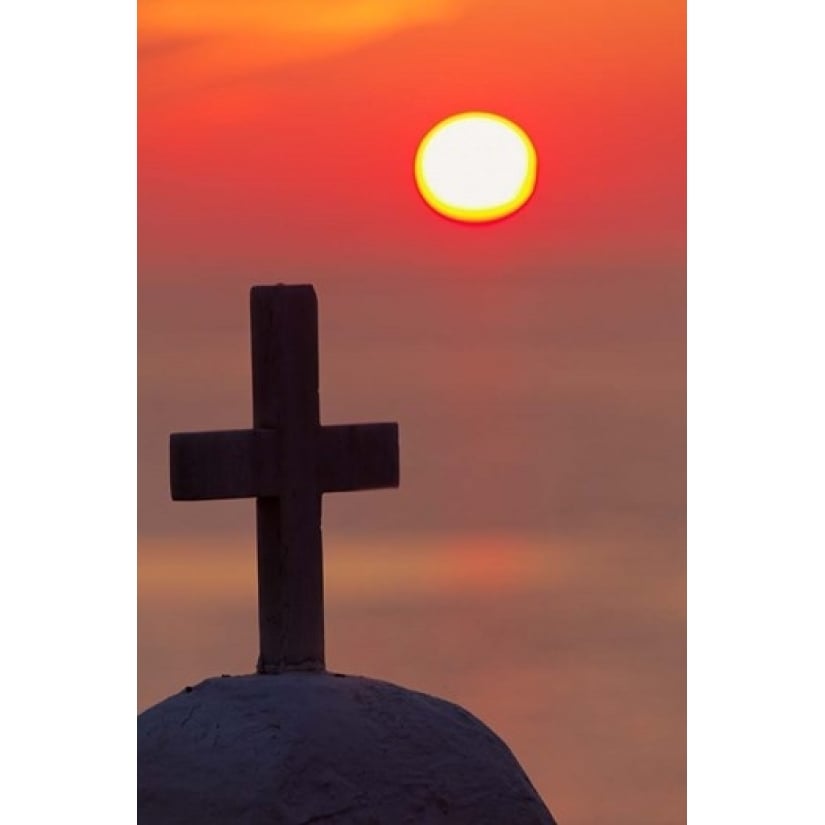 Christian cross sunset Mykonos Greece Poster Print by Adam Jones (11 x 17) Image 1