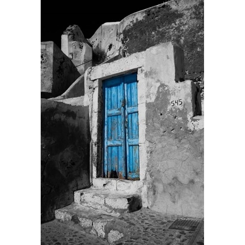 Colorful Blue Door Oia Santorini Greece Poster Print by Darrell Gulin (11 x 17) Image 1