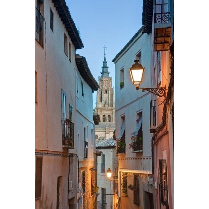 Alleyway and Toledo Cathedral Steeple Toledo Spain Poster Print by Rob Tilley (19 x 29) Image 1