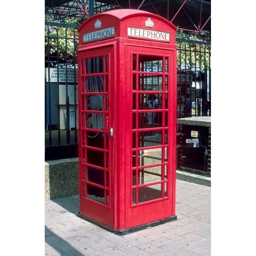 Red Telephone Booth London England Poster Print by David R. Frazier (11 x 17) Image 1