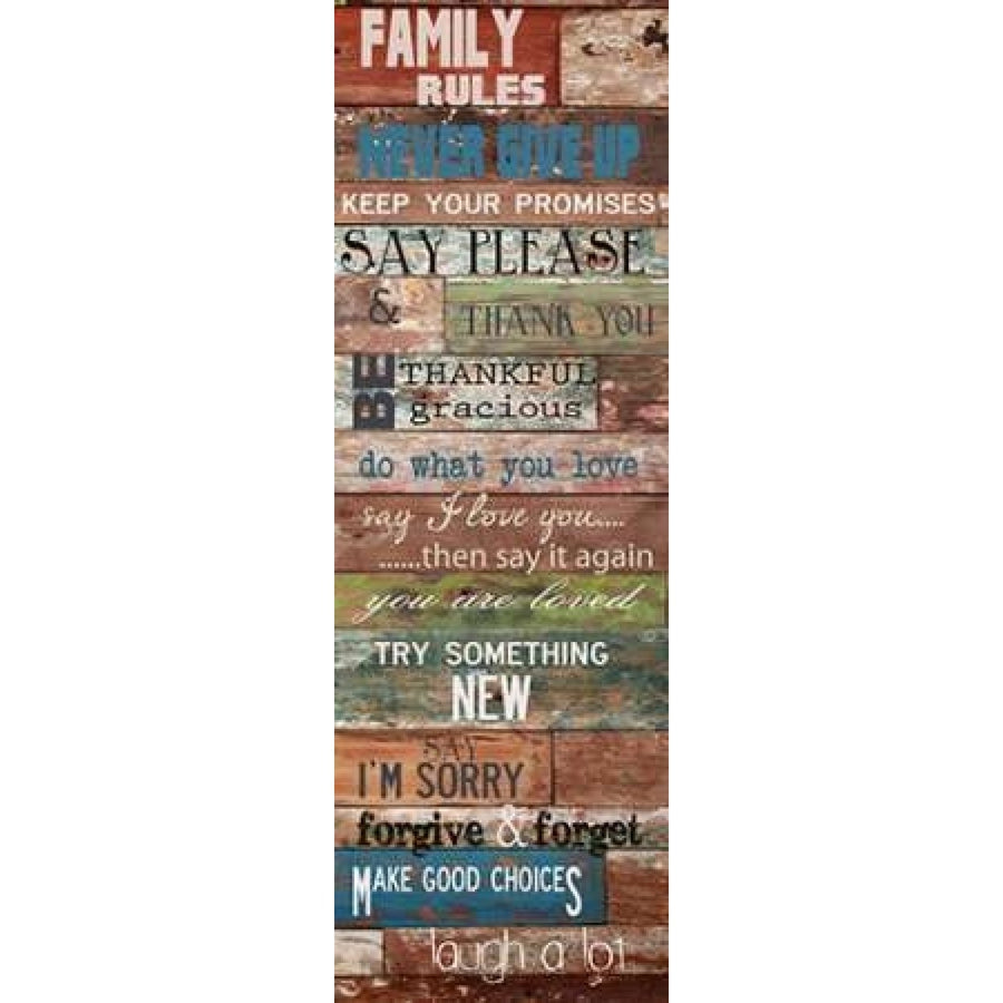 Family Rules Rustic Poster Print by Taylor Greene (8 x 24) Image 1