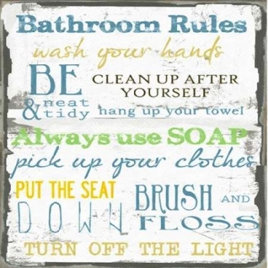 BATHROOM RULES Poster Print by Taylor Greene (12 x 12) Image 1