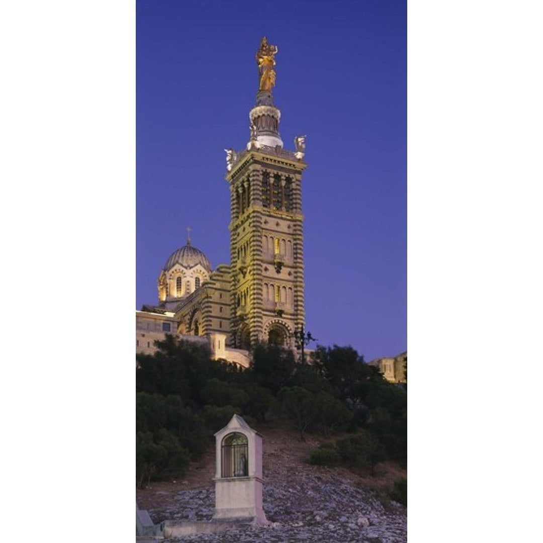 Low angle view of a tower of a church Notre Dame De La Garde Marseille France Poster Print (24 x 12) Image 1