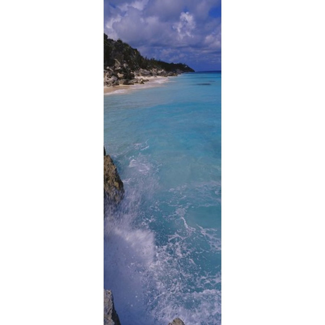 Waves breaking on rocks Bermuda Poster Print (36 x 13) Image 1