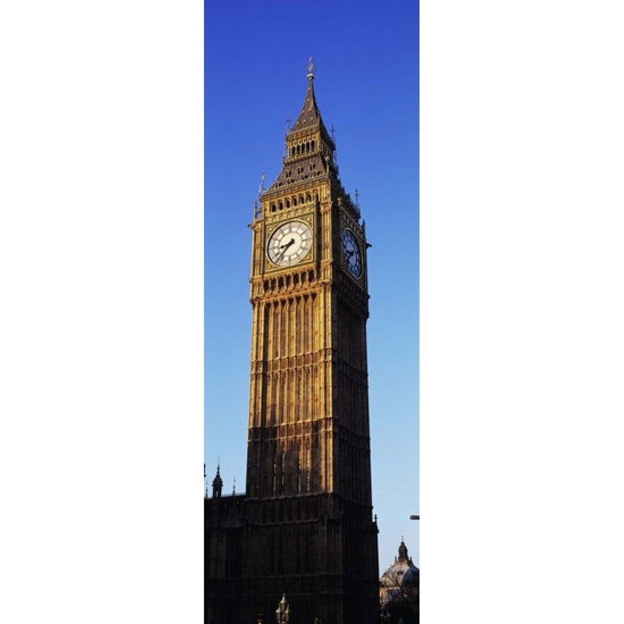 Low angle view of a clock tower Big Ben Houses of Parliament London England Poster Print (18 x 7) Image 1